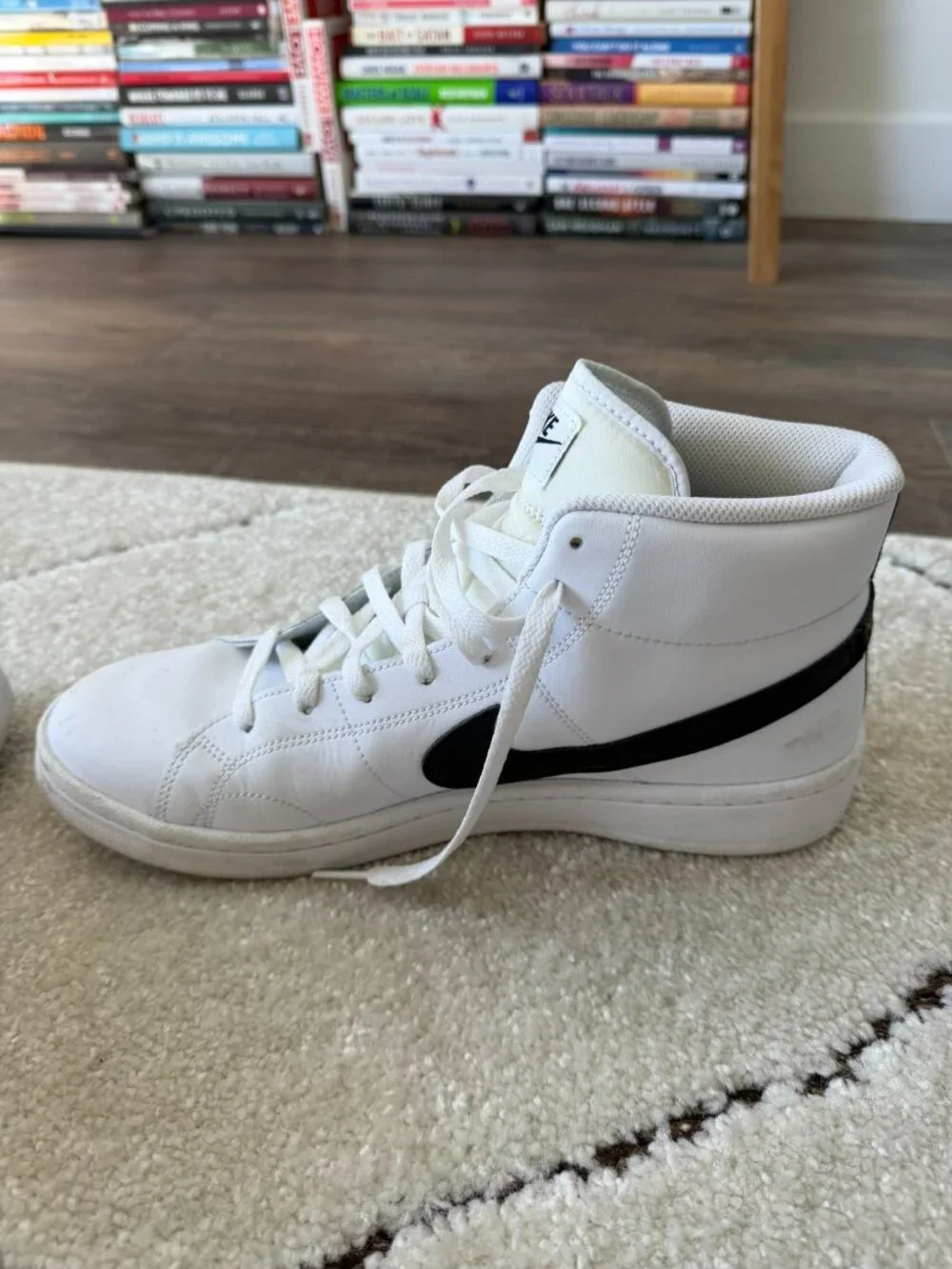 Nike White and Black Mid-Top Athletic Shoes
